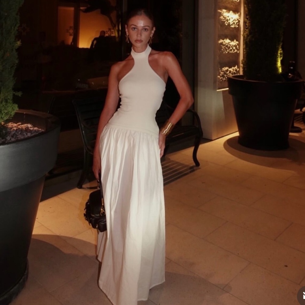 Zara Cream Halter Midi Dress